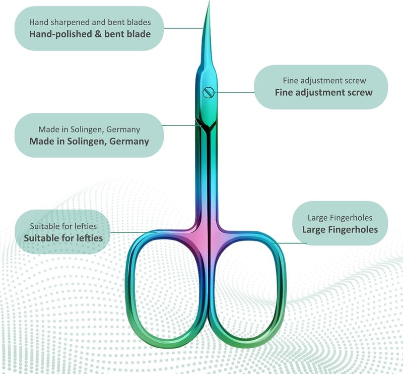ROBOHOOK Nail Cuticle Scissors 2Pcs small scissors Stainless Steel Cuticle skin tag scissors Extra Fine Curved Color Manicure Scissors Nail Scissors Suitable for Eyebrows Eyelashes And Nail Trimming - Image 2